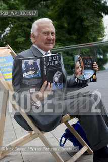 Buzz Aldrin poses with his new book, Magnificent Desolation to launch Londons Literary Festival outside the South Bank Centre today....Copyright©Nick Cunard/Writer Pictures/Rosebud2