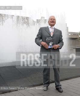 Buzz Aldrin poses with his new book, Magnificent Desolation to launch Londons Literary Festival outside the South Bank Centre today....Copyright©Nick Cunard/Writer Pictures/Rosebud2