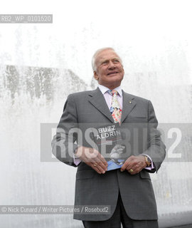 Buzz Aldrin poses with his new book, Magnificent Desolation to launch Londons Literary Festival outside the South Bank Centre today....Copyright©Nick Cunard/Writer Pictures/Rosebud2