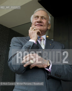 Buzz Aldrin poses with his new book, Magnificent Desolation to launch Londons Literary Festival outside the South Bank Centre today....Copyright©Nick Cunard/Writer Pictures/Rosebud2