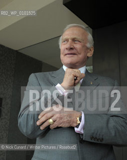 Buzz Aldrin poses with his new book, Magnificent Desolation to launch Londons Literary Festival outside the South Bank Centre today....Copyright©Nick Cunard/Writer Pictures/Rosebud2