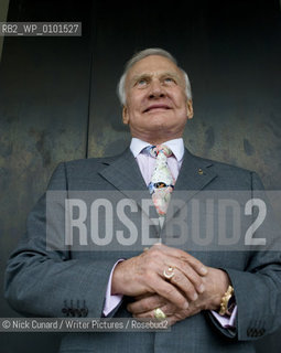 Buzz Aldrin poses with his new book, Magnificent Desolation to launch Londons Literary Festival outside the South Bank Centre today....Copyright©Nick Cunard/Writer Pictures/Rosebud2