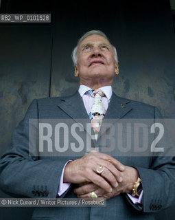Buzz Aldrin poses with his new book, Magnificent Desolation to launch Londons Literary Festival outside the South Bank Centre today....Copyright©Nick Cunard/Writer Pictures/Rosebud2
