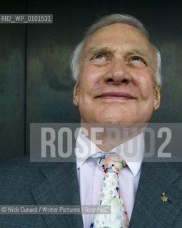 Buzz Aldrin poses with his new book, Magnificent Desolation to launch Londons Literary Festival outside the South Bank Centre today....Copyright©Nick Cunard/Writer Pictures/Rosebud2