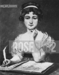 Jane Austen at her writing desk.  A frontice piece image published 1909..Copyright©Graham Jepson/Writer Pictures/Rosebud2