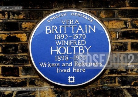 Blue Plaque: Vere Brittain and Winfred Holtby. Writers and reformers. Doughty Street, London. Pic: STUART CLARKE. Oct 2009 ..copyright©Stuart Clarke/Writer Pictures/Rosebud2