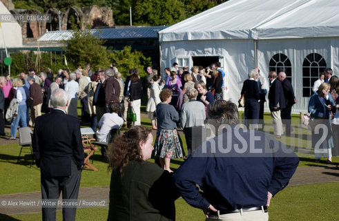 Borders Book Festival in Melrose..Ellie Unsworth and David Robinson talking in the foreground of the picture..Copyright©Alex Hewitt/Writer Pictures/Rosebud2