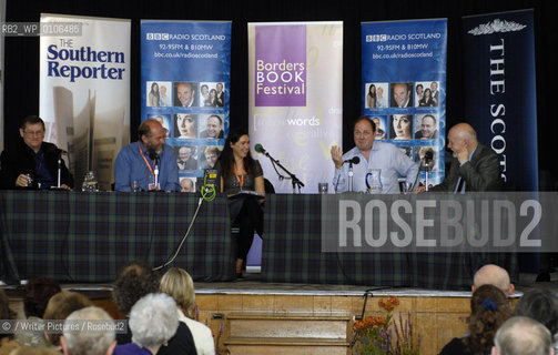 Panned Rubbished and Slated show with (from left) Norman Davies, festival director Alistair Moffat, BBC Radio Scotlands Clare English (chairing), James Naughtie and George Rosie at the Borders Book Festival, 23/06/07..©/Writer Pictures/Rosebud2