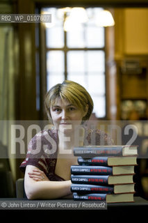 Karen Campbell, former police constable turned crime writer, in the Mitchell Library in Glasgow, Scotland, after performing at Aye Write, talking about her second novel After the Fire...copyright©John Linton/Writer Pictures/Rosebud2