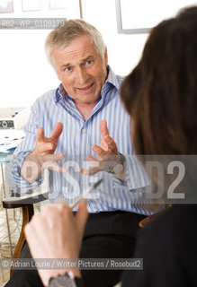 Jonathan Dimbleby, Broadcaster.  Photographed at home being interviewed by Liz Barclay..copyright©Adrian Lourie/Writer Pictures/Rosebud2