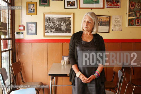 Jenny Diski photographed at Cafe Kick! in Exmouth Market, London.Please give credit to photoshoot Location..copyright©Graham Jepson/Writer Pictures/Rosebud2