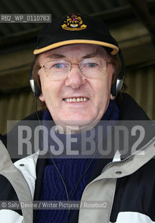 Ron Ellis who has had many books published over the years including the Johhny Ace detective novels. Ron is based in Formby Merseyside and is shown here in the photos in the press box at Southport Football club where he writes regular match reports for the local paper...Copyright©Sally Devine/Writer Pictures/Rosebud2