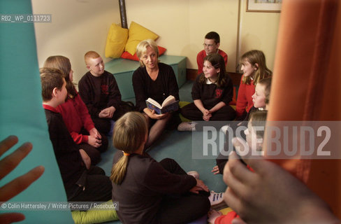 Childrens poet laureate Anne Fine reads to children from Hermitage Park School, Leith, at the opening day of the exhibition of childrens literature entitled This Book Belongs To Me, at the National Library of Scotland ..Copyright©Colin Hattersley/Writer Pictures/Rosebud2