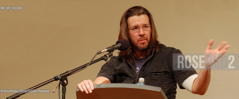David Foster Wallace photographed at a reading at All Saints Church in San Francisco at an event sponsored by Booksmith on January 16, 2006 during the tour.for Consider the Lobster. David was found dead at his home on the 12th September 2008.American novelist, essayist, and short story writer, and a professor at Pomona College in Claremont, California...Copyright©Steve Rhodes/Writer Pictures/Rosebud2