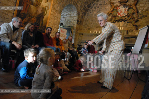 Vivian French, British writer, leads children in a Pollys Pink Pyjamas reading at the 2nd annual Lennoxlove Book Festival at Lennoxlove House, Haddington, Scotland, November 20, 2010...Copyright©Sheila Masson/Writer Pictures/Rosebud2