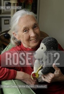Dr Jane Goodall DBE who has studied primates for the last 50 years with her Chimp mascot..copyright©Stuart Clarke/Writer Pictures/Rosebud2