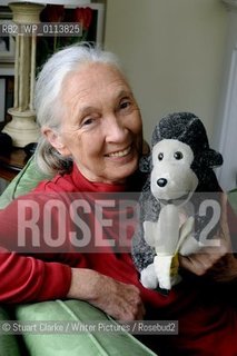 Dr Jane Goodall DBE who has studied primates for the last 50 years with her Chimp mascot..copyright©Stuart Clarke/Writer Pictures/Rosebud2