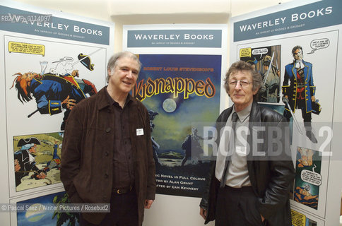 L to R:illustrator Cam Kennedy and writer Alan Grant, authors of a graphic novel adaptation of Robert Louis Stevensons Kidnapped (text by Alan Grant, illustrations by Cam Kennedy)..Here at the launch of the One Book-One Edinburgh campaign which will run throughout February 2007, and is designed to promote the reading of books in Edinburgh by getting the whole City reading the same book. The campaign is run by the Edinburgh UNESCO City of Litterature Trust, which commissioned the Kidnapped graphic novel, and the printing of thousands of copies of a new edition of R.L.Stevensons novel which will be distributed for free throughout the City..The launch was held at Edinburgh Castle and is part of a month-long series of events designed to boost awareness of reading, support literacy projects and engage with communities...Copyright©Pascal Saez/Writer Pictures/Rosebud2
