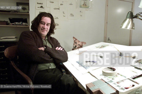 Richard Horne, aka Harry Horse, British author, illustrator and political cartoonist, working at his home near Loch Awe, Argyll and Bute, Scotland, November 22, 2000..©.Graeme HartPPA/Writer Pictures/Rosebud2