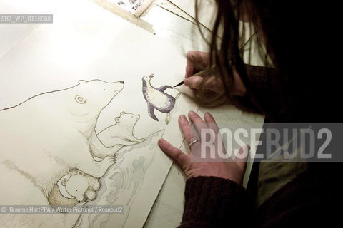 Richard Horne, aka Harry Horse, British author, illustrator and political cartoonist, working at his home near Loch Awe, Argyll and Bute, Scotland, November 22, 2000..©.Graeme HartPPA/Writer Pictures/Rosebud2