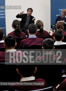 Anthony Horowitz discusses his latest book Necropolis in front of an audience of Edinburgh Schoolchildren while simultaneously being broadcast over the internet to over 10000 school children around Scotland..Copyright©Alex Hewitt/Writer Pictures/Rosebud2