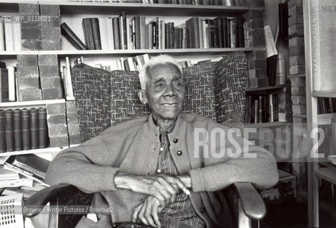 CLR James, Trinidadian philosopher, author and renowned cricket writer, at home in Brixton, London. September 1986..Copyright©David Browne/Writer Pictures/Rosebud2