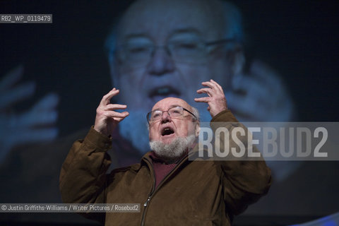 Thomas Keneally, winner of the Booker prize with Schindlers Ark,  discusses his work and his new novel The Widow and Her Hero, at the Guardian Hay Festival...copyright©Justin Griffiths-Williams/Writer Pictures/Rosebud2