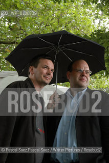 British presenter, journalist and writer Mark Lawson (Right), author of Enough is enough or the emergency government at the Edinburgh International Book Festival 2005, with writer Ian Rankin (Left)..Copyright©Pascal Saez.Pascal Saez/Writer Pictures/Rosebud2