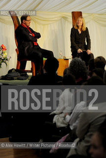 Lennoxlove Book Festival in East Haddington.Michael Morpurgo and Catherine Lockerbie speak to the audience in the Marquee...Copyright©Alex Hewitt/Writer Pictures/Rosebud2