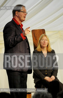 Lennoxlove Book Festival in East Haddington.Michael Morpurgo and Catherine Lockerbie speak to the audience in the Marquee...Copyright©Alex Hewitt/Writer Pictures/Rosebud2