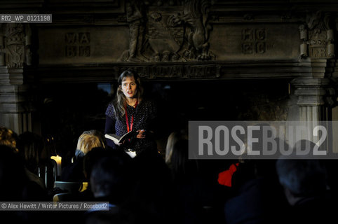 Lennoxlove Book Festival in East Haddington.Lari Don entertains children underneath the fireplace in the great hall....Copyright©Alex Hewitt/Writer Pictures/Rosebud2