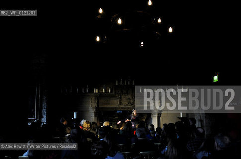 Lennoxlove Book Festival in East Haddington.Lari Don entertains children underneath the fireplace in the great hall....Copyright©Alex Hewitt/Writer Pictures/Rosebud2