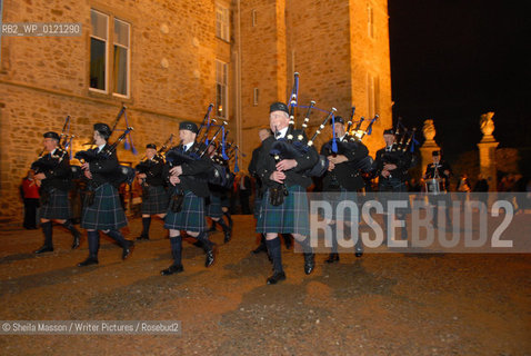 The Haddington Pipe Band march outside Lennoxlove House as they mark the opening of the 2nd annual Lennoxlove Book Festival in Haddington, Scotland, November 19, 2010...Copyright©Sheila Masson/Writer Pictures/Rosebud2