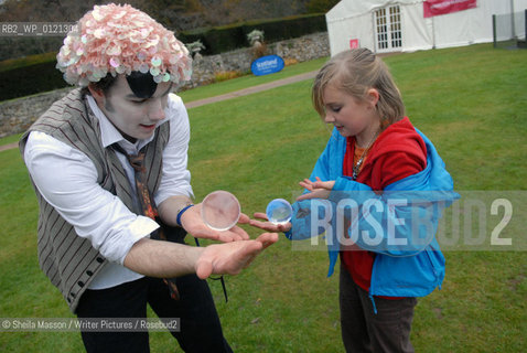 Clowns entertain children outside the marquees during the 2nd annual Lennoxlove Book Festival at Lennoxlove House, Haddington, Scotland, November 20, 2010. ..Copyright©Sheila Masson/Writer Pictures/Rosebud2