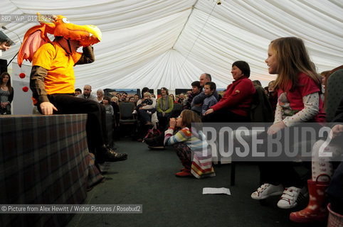 Julia Donaldson in Performance to a captive audience.Lennoxlove Book Festival at Lennoxlove House, Haddington, Scotland, November 21 2010..©Picture from Alex Hewitt/Writer Pictures/Rosebud2