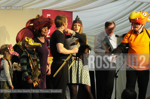 Julia Donaldson in Performance to a captive audience. James Naughtie narrates Zog the Dragon.Lennoxlove Book Festival at Lennoxlove House, Haddington, Scotland, November 21 2010..©Picture from Alex Hewitt/Writer Pictures/Rosebud2