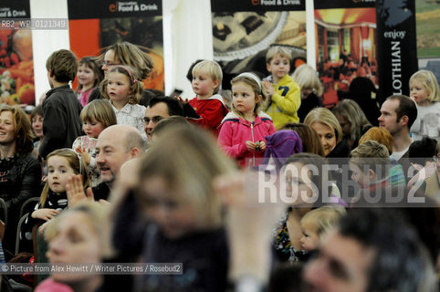 Julia Donaldson in Performance to a captive audience.Lennoxlove Book Festival at Lennoxlove House, Haddington, Scotland, November 21 2010..©Picture from Alex Hewitt/Writer Pictures/Rosebud2