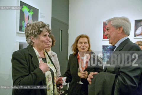 Mario Vargas Llosa chats with his translator Edith Grossman at a party at the Instituto Cervantes during the 2008 PEN Conference in New York City, May 2, 2008.  ..©Miriam Berkley/Writer Pictures/Rosebud2