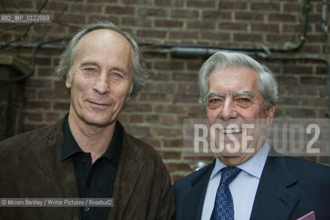 Richard Ford and Mario Vargas Llosa chats with his translator Edith Grossman at a party at the Instituto Cervantes during the 2008 PEN Conference in New York City, May 2, 2008.  ..©Miriam Berkley/Writer Pictures/Rosebud2