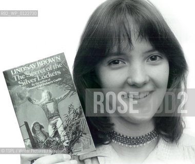 Lindsay Brown, (now Lindsay MacLeod) child novelist, in Glasgow, Scotland with her second book, The Secret of the Silver Lockets in 1980..©TSPL/Writer Pictures/Rosebud2