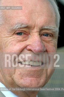 25 August 2004- Edinburgh, UK- Iceland-born scottish  writer, broadcaster and journalist Magnus Magnusson. He is the author of The Vikings, a history of the Viking era..©Here at the Edinburgh International Book Festival 2004..Pascal Saez/Writer Pictures/Rosebud2