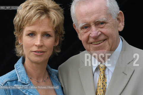 Writer Sally Magnusson with her father Magnus Magnusson at the Edinburgh International Book Festival 2004..Copyright©Pascal Saez.Pascal Saez/Writer Pictures/Rosebud2