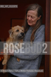Author Sara Maitland, her isolated cottage in moorland in Galloway in the background. With her pet dog Zoe...29th Oct 2008....Copyright©Robert Perry/TSPL/Writer Pictures/Rosebud2