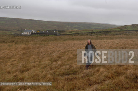 Author Sara Maitland, her isolated cottage in moorland in Galloway in the background...29th Oct 2008....Copyright©Robert Perry/TSPL/Writer Pictures/Rosebud2