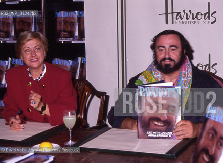 Italian opera singer photographed in 1992 with his then wife Adua at the launch of her autobiography of him.....Copyright©David McGill/Writer Pictures/Rosebud2