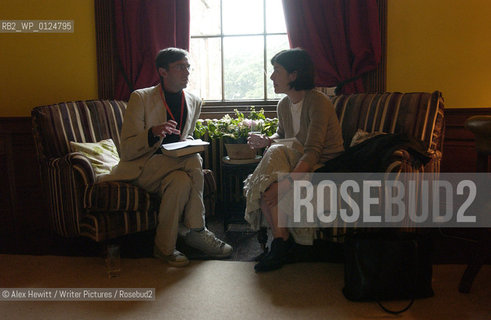 Events at the Borders Book Festival 2007, held in Melrose in the Scottish Borders...American Writer Claire Messud speaking with Stuart Kelly prior to her event...Copyright©Alex Hewitt/Writer Pictures/Rosebud2