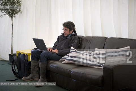 Journalist and  renowned environmentalist George Monbiot pictured in the green room at the Hay Festival...copyright©Justin Griffiths-Williams/Writer Pictures/Rosebud2