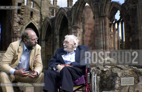 Scottish Poet and Writer Edwin Morgan talks with Borders Book Festival Organiser, Alastair Moffat.Taken at the Sundial Scottish Arts Council Book of the Year Award..His book of poetry, A Book of Lives, took the overall prize..copyright©Alex Hewitt/Writer Pictures/Rosebud2