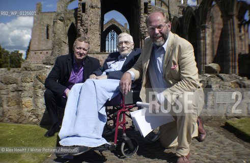Scottish Poet and Writer Edwin Morgan photographed with ceremony host Rory Bremner and Festival organiser Alastair Moffat.Taken at the Sundial Scottish Arts Council Book of the Year Award..His book of poetry, A Book of Lives, took the overall prize..copyright©Alex Hewitt/Writer Pictures/Rosebud2