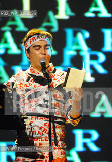 Chilean poet/performer Martin Bakero performs on the Booklegs fiesta stage during t©Writer Pictures/Rosebud2
